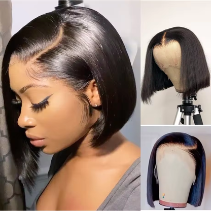 Transparent Lace Front Double Drawn Short Bob Wig