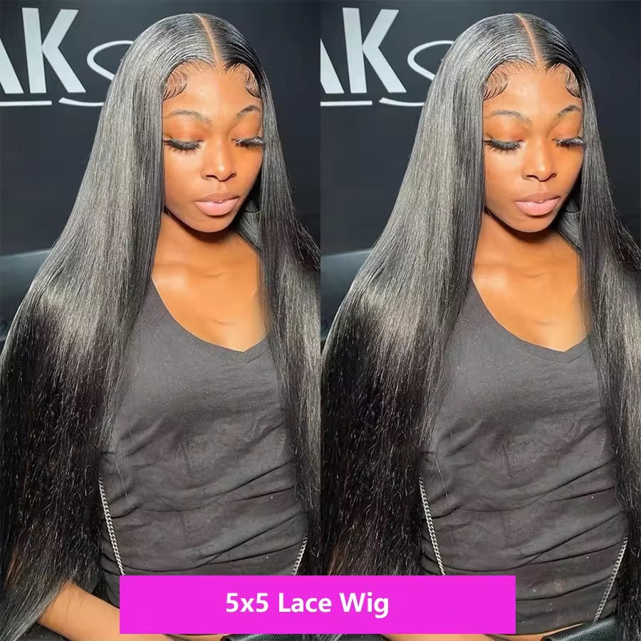 5X5 6X6 Hd Lace Closure Wig for Black Women High Density Bone Straight Human Hair Wig Glueless Lace Had Closure Wig Pre Plucked