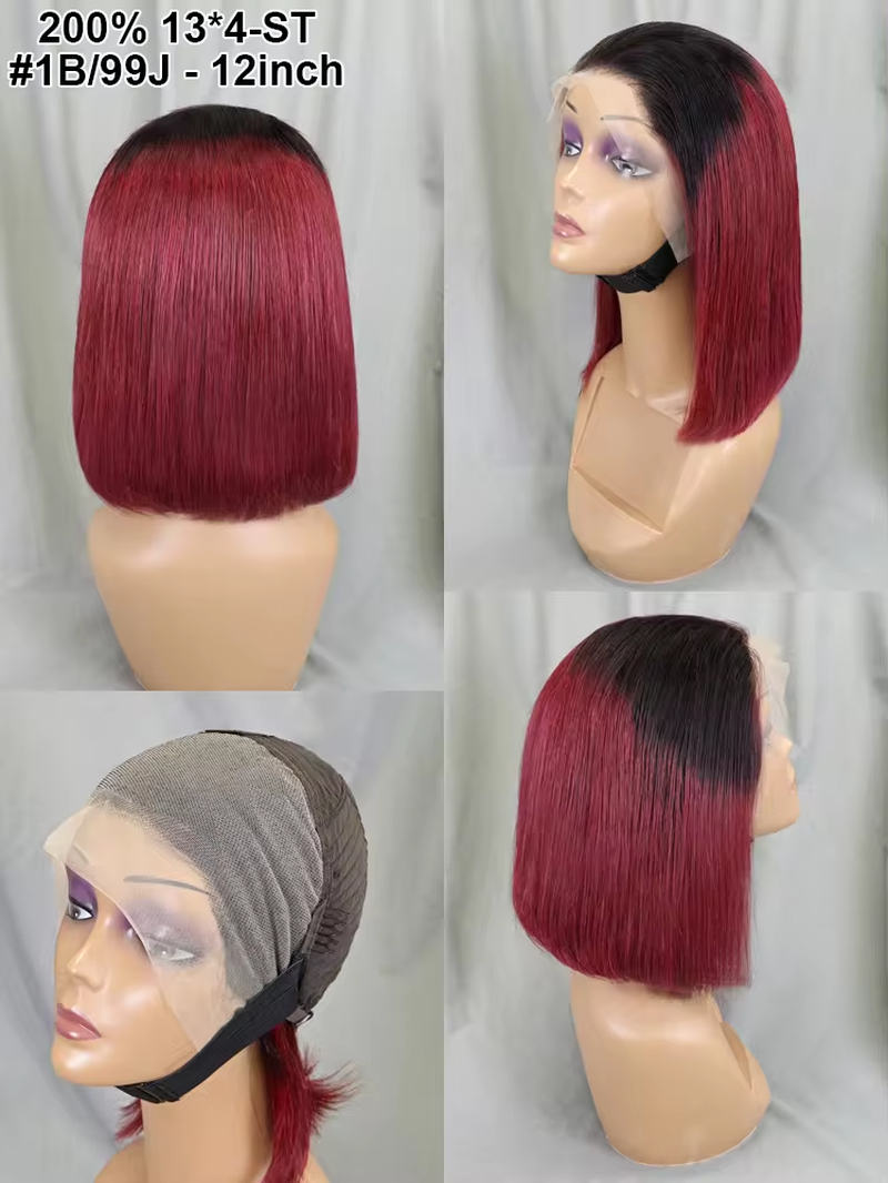 Straight Short 12 Inch Bob 13X4 Full Lace Front Wig