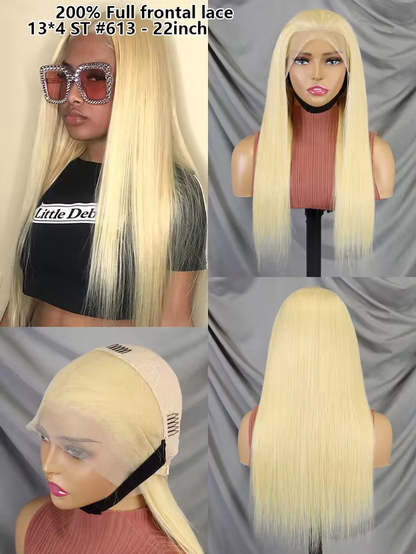 180% Density 13x4 Blonde Color Straight Full Frontal Wig