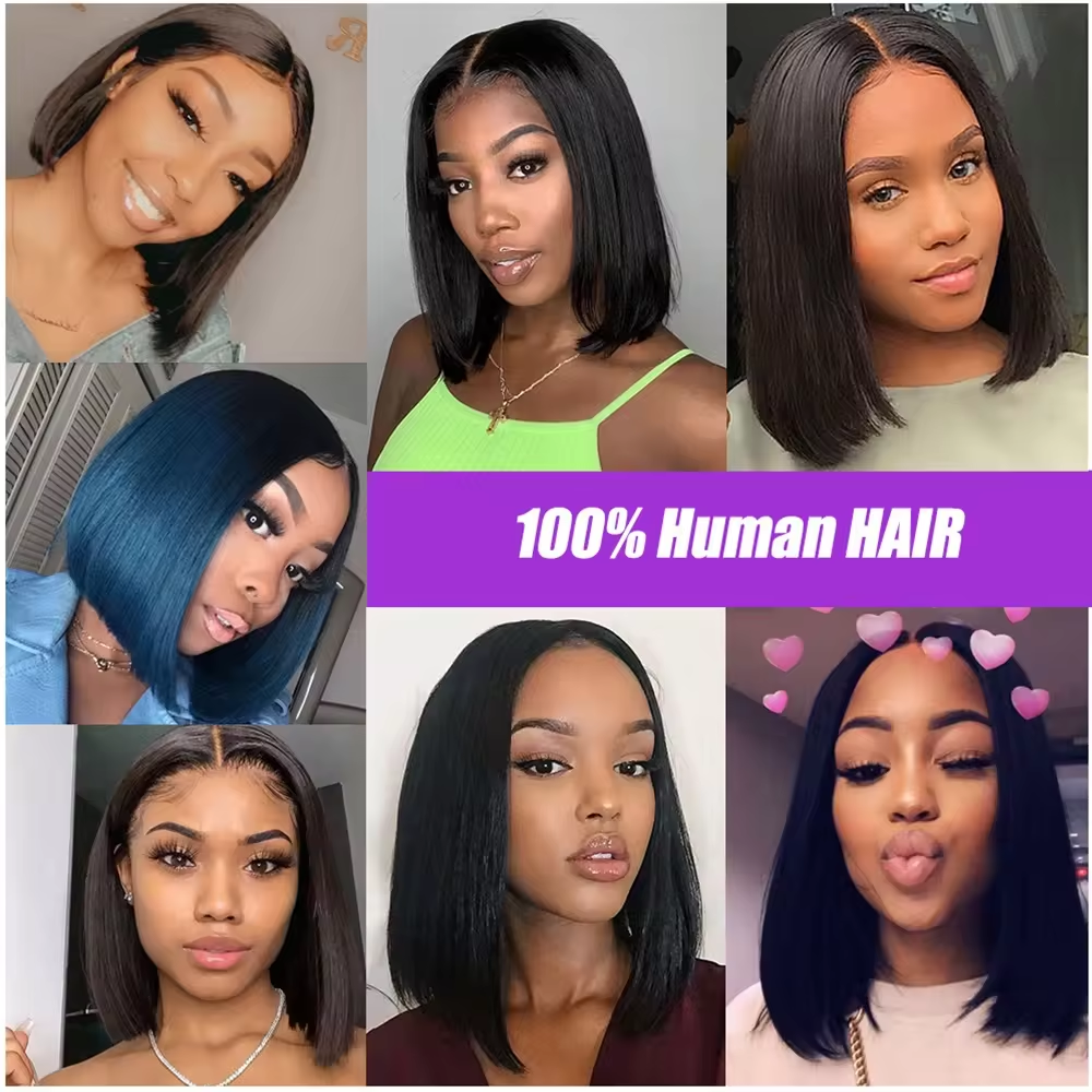 Transparent Lace Front Double Drawn Short Bob Wig